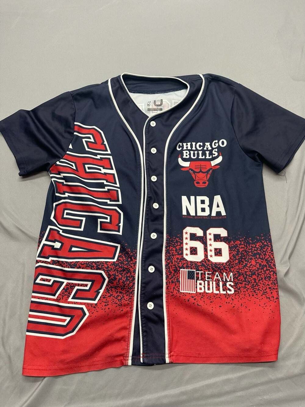 Chicago Bulls UNK Team Bulls 66 Worldwide Baseball Jersey Medium